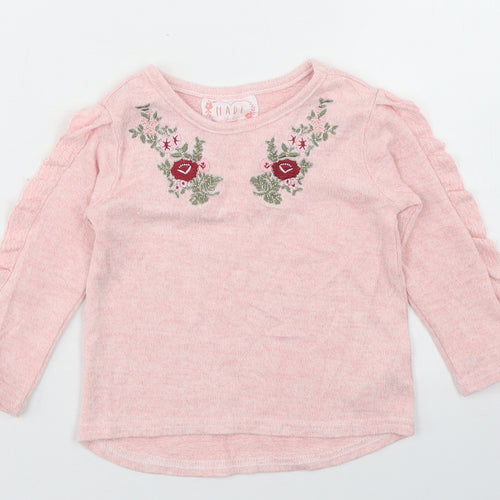Primark Girls Pink  Viscose Basic T-Shirt Size 6-9 Months Crew Neck  - Ruffle sleeve