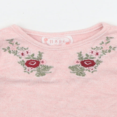 Primark Girls Pink  Viscose Basic T-Shirt Size 6-9 Months Crew Neck  - Ruffle sleeve