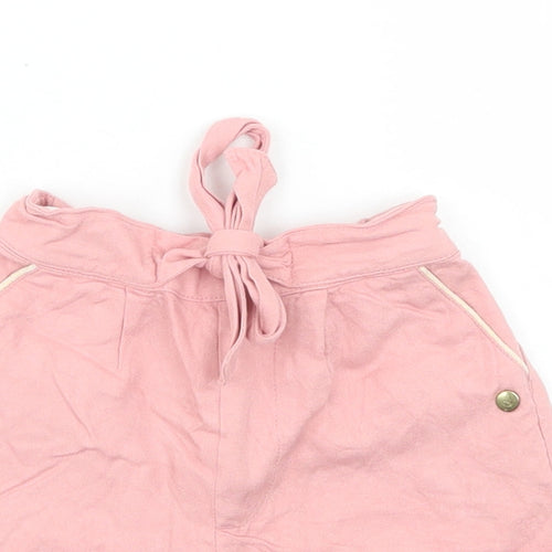 M&S Girls Pink  Viscose Cropped Trousers Size 9-12 Months  Tie