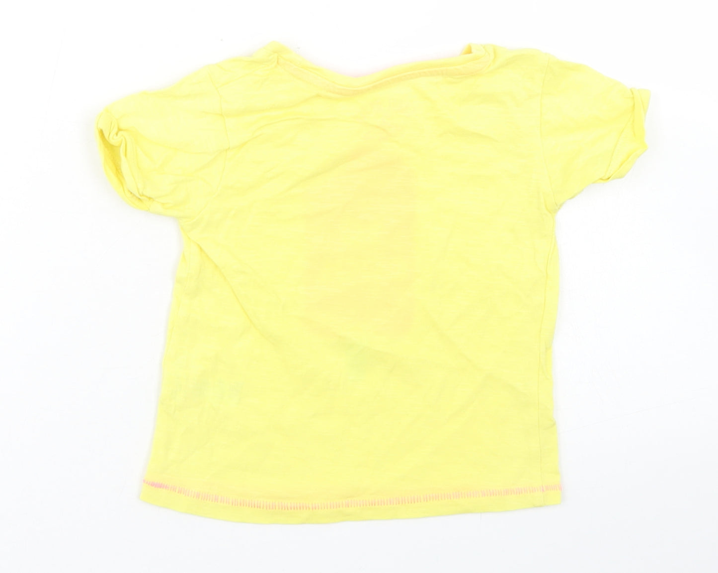 Matalan Girls Yellow  Cotton Basic T-Shirt Size 12-18 Months Crew Neck  - Ice Cream