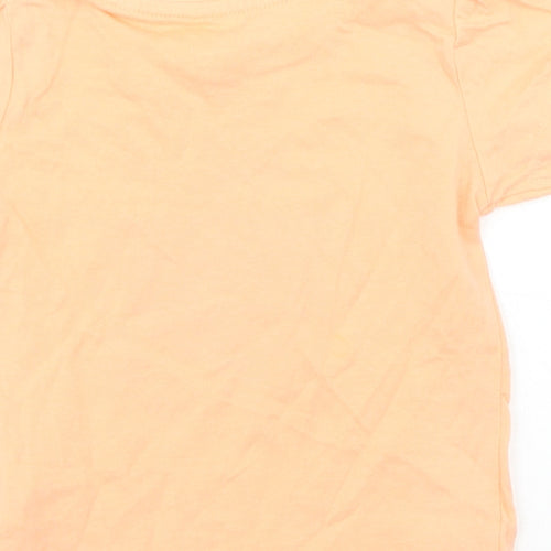 Primark Girls Orange  Cotton Basic T-Shirt Size 12-18 Months Crew Neck