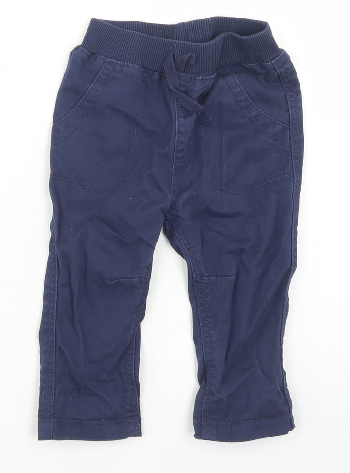 George Boys Blue  Cotton Cargo Trousers Size 3-6 Months  Drawstring