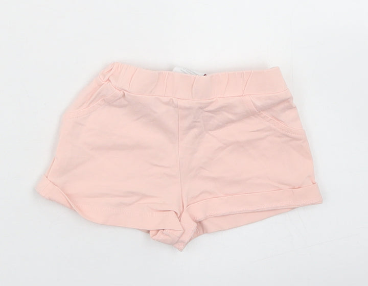 TJX Girls Pink  Cotton Cropped Trousers Size 9-12 Months