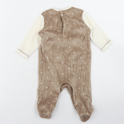 George Girls Brown Spotted Cotton Babygrow One-Piece Size 0-3 Months  Snap - Christmas Pudding