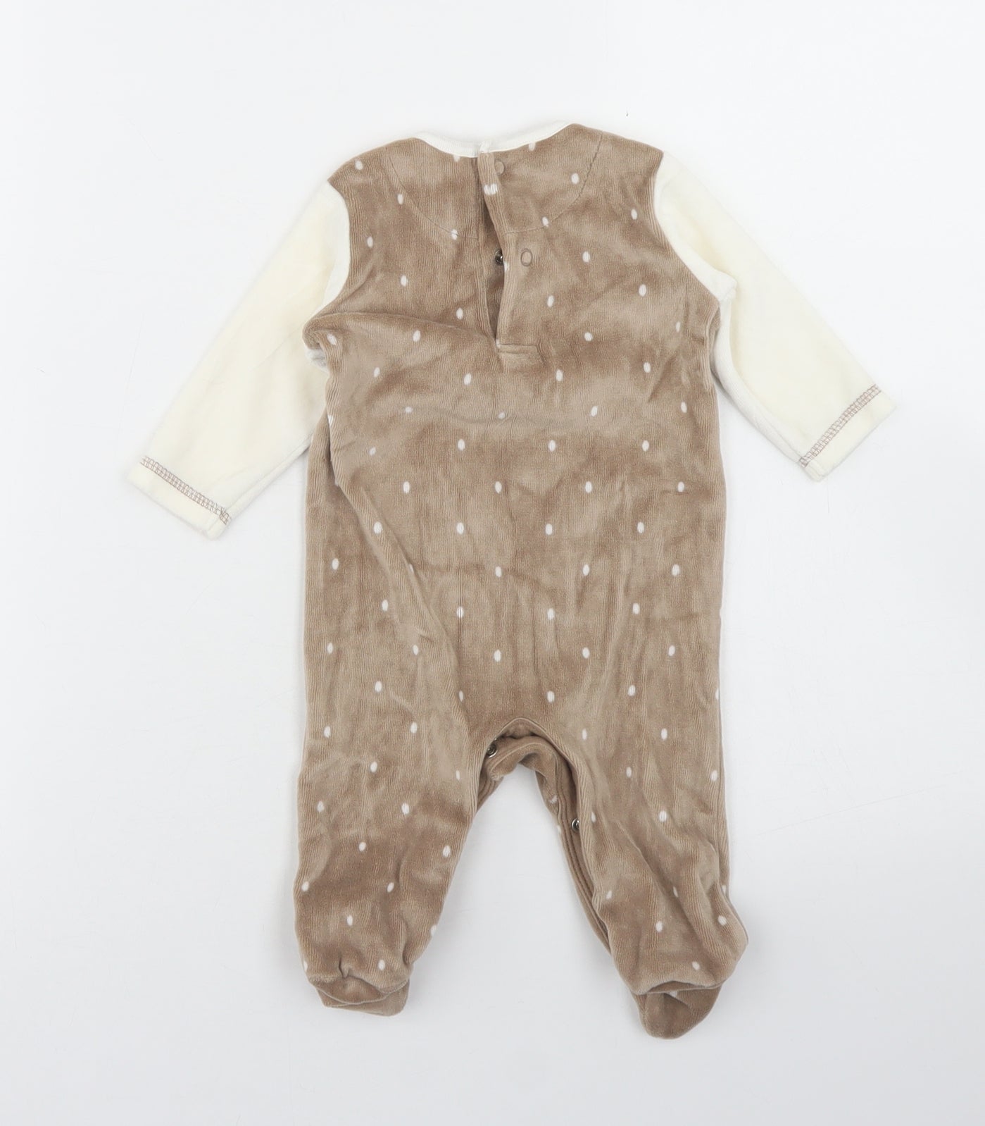 George Girls Brown Spotted Cotton Babygrow One-Piece Size 0-3 Months  Snap - Christmas Pudding