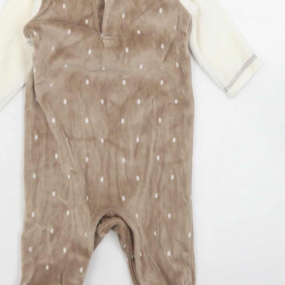 George Girls Brown Spotted Cotton Babygrow One-Piece Size 0-3 Months  Snap - Christmas Pudding