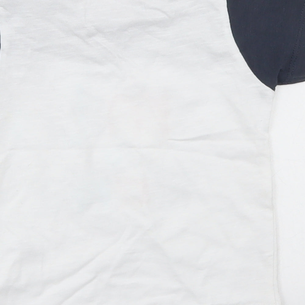 Nutmeg Boys Blue Colourblock Cotton Ringer T-Shirt Size 9-12 Months Crew Neck Snap