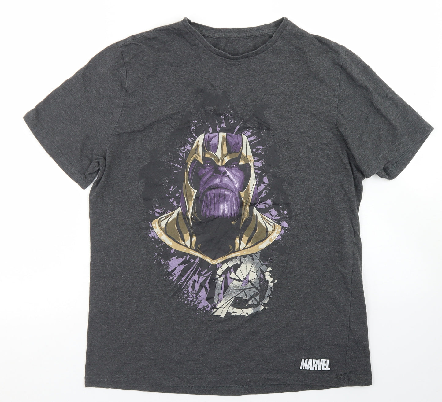 George Mens Grey  Cotton  T-Shirt Size M Crew Neck  - Marvel Thanos