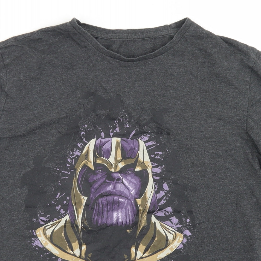 George Mens Grey  Cotton  T-Shirt Size M Crew Neck  - Marvel Thanos