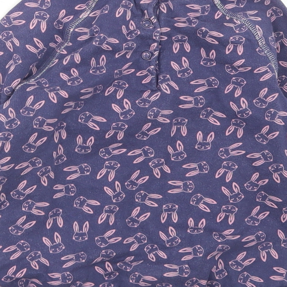 Mothercare Girls Purple Spotted Cotton Pullover Sweatshirt Size 2-3 Years  Snap - Rabbit Print