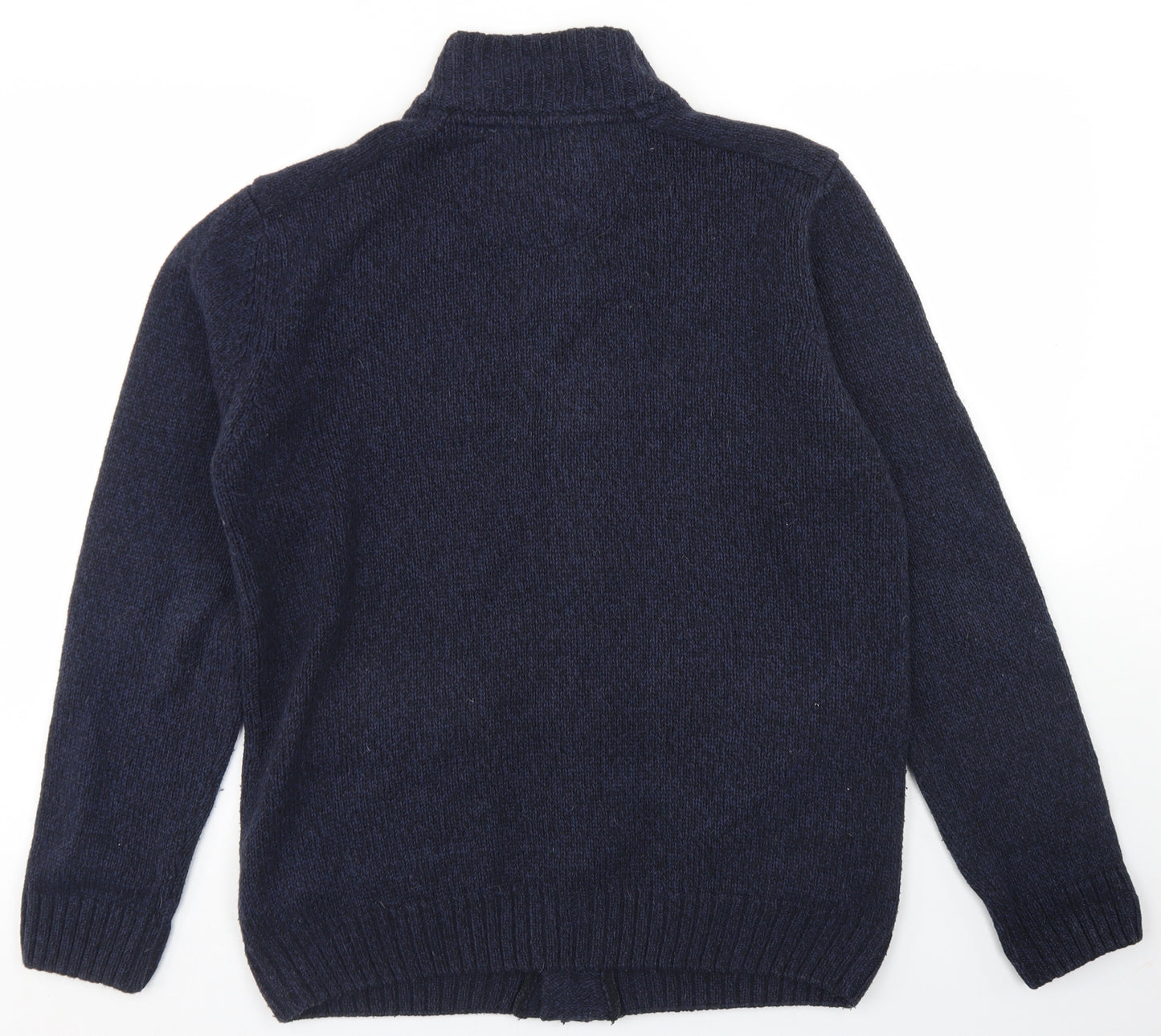 Trait Mens Blue Collared  Acrylic Cardigan Jumper Size M