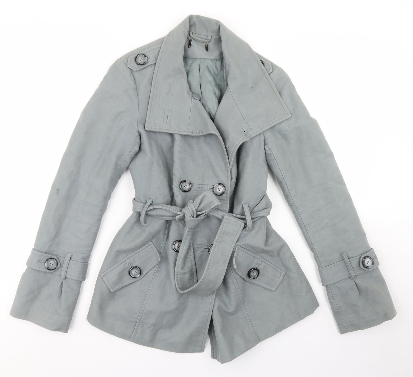 Preworn Womens Blue   Overcoat Coat Size 10  Button