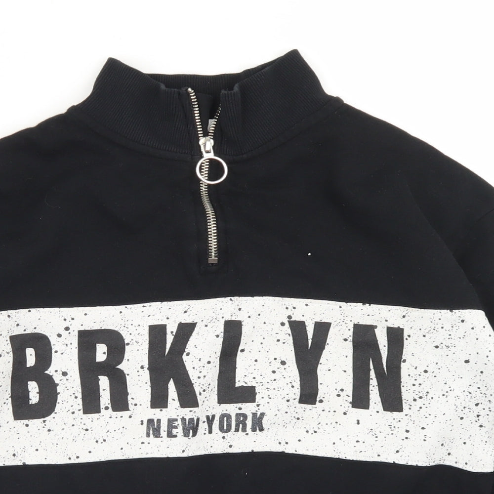 H&M Girls Black  Cotton Pullover Sweatshirt Size 11-12 Years  Zip