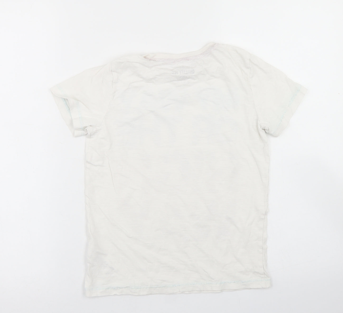 F&F Boys White  Cotton Basic T-Shirt Size 7-8 Years Crew Neck