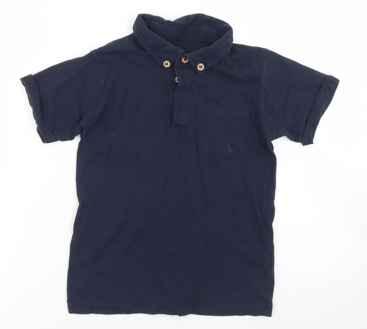 Rebel Boys Blue Cotton Basic Polo Size 7-8 Years Collared Button