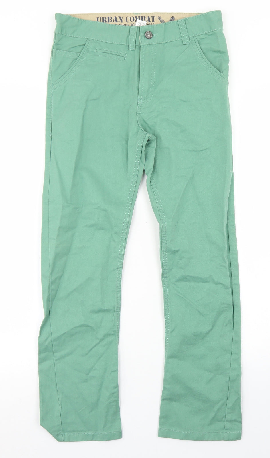 TU Boys Green  Cotton Chino Trousers Size 11 Years  Regular Button