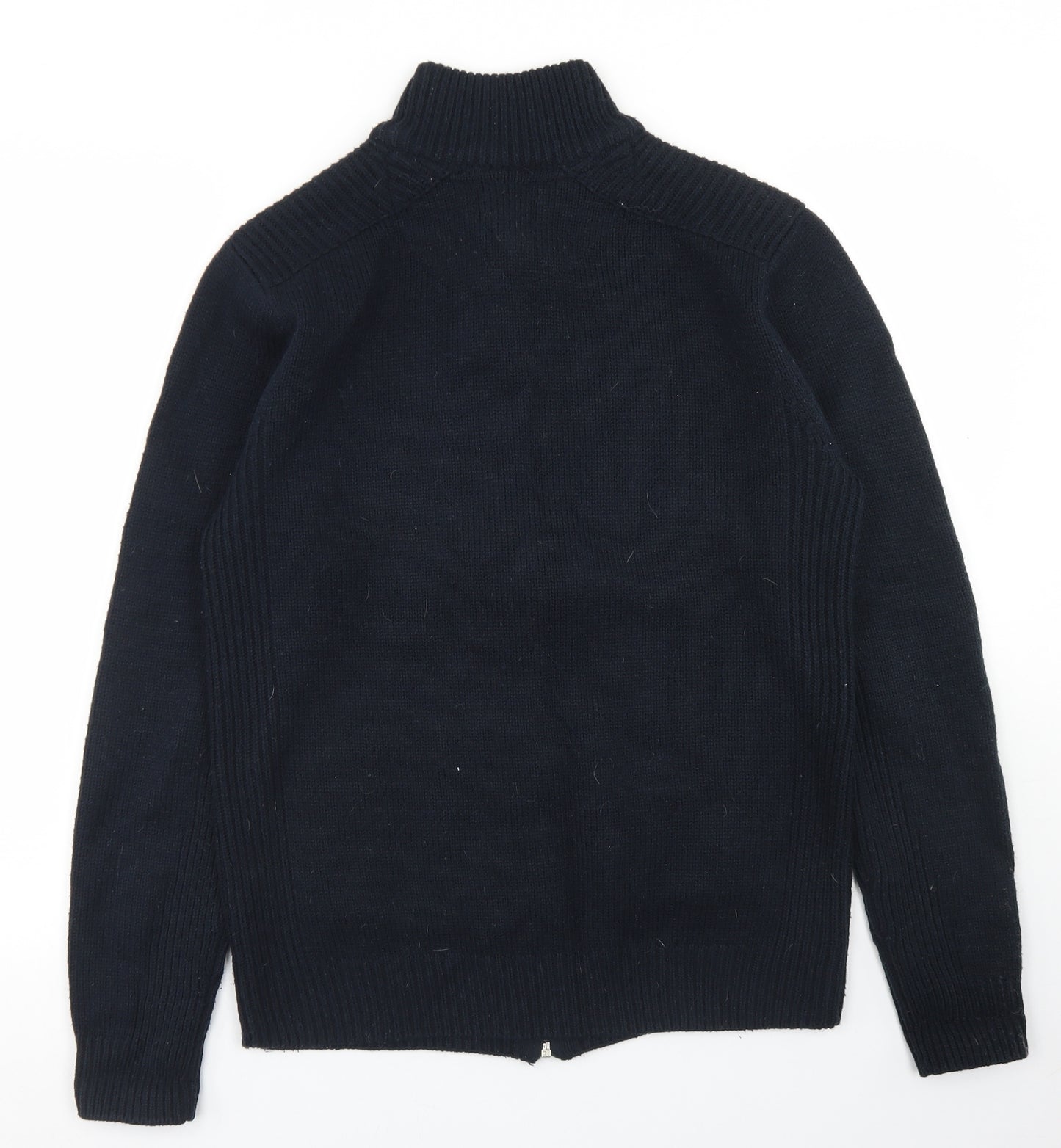 Trait Mens Blue High Neck  Acrylic Full Zip Jumper Size M