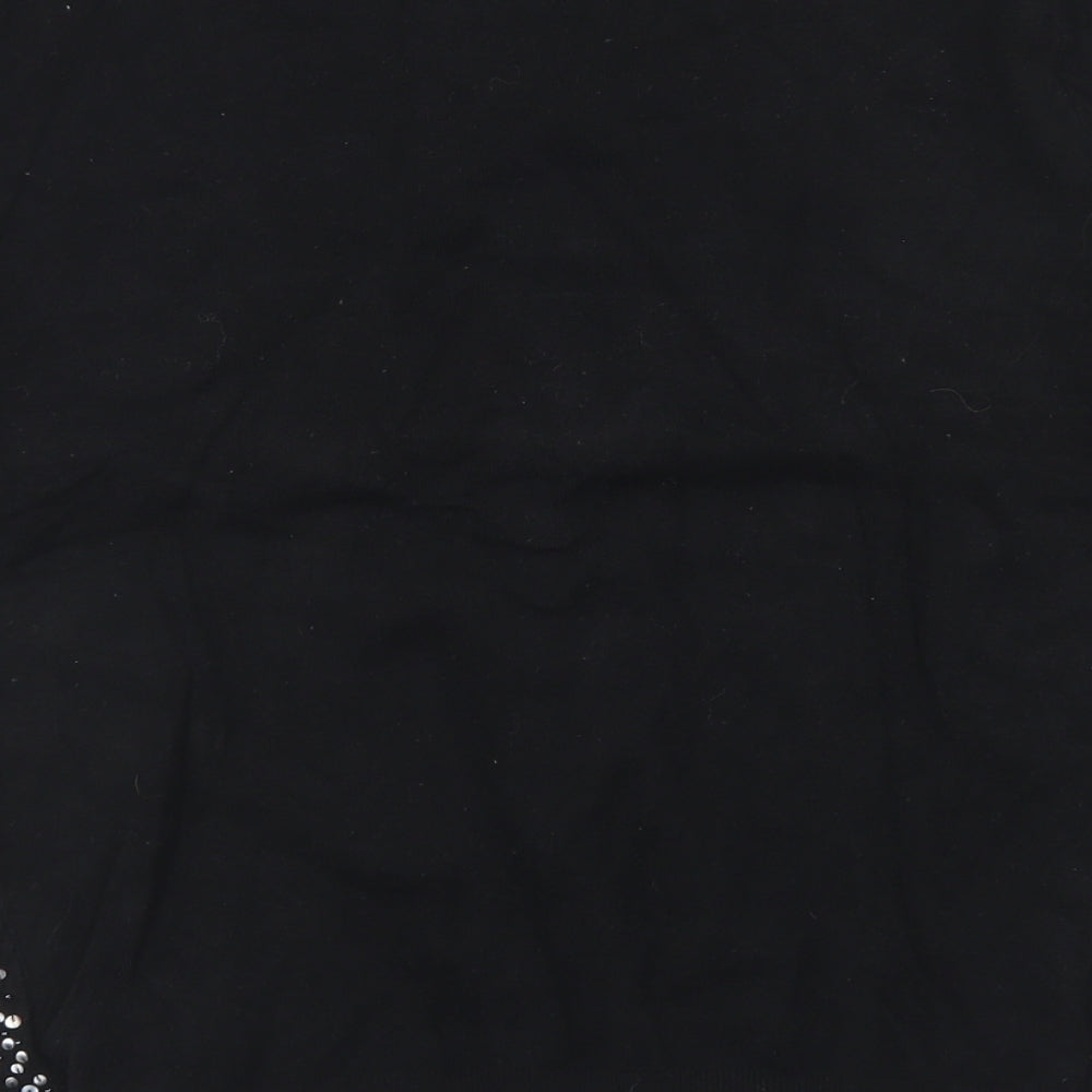 BHS Womens Black Crew Neck  Viscose Cardigan Jumper Size 12