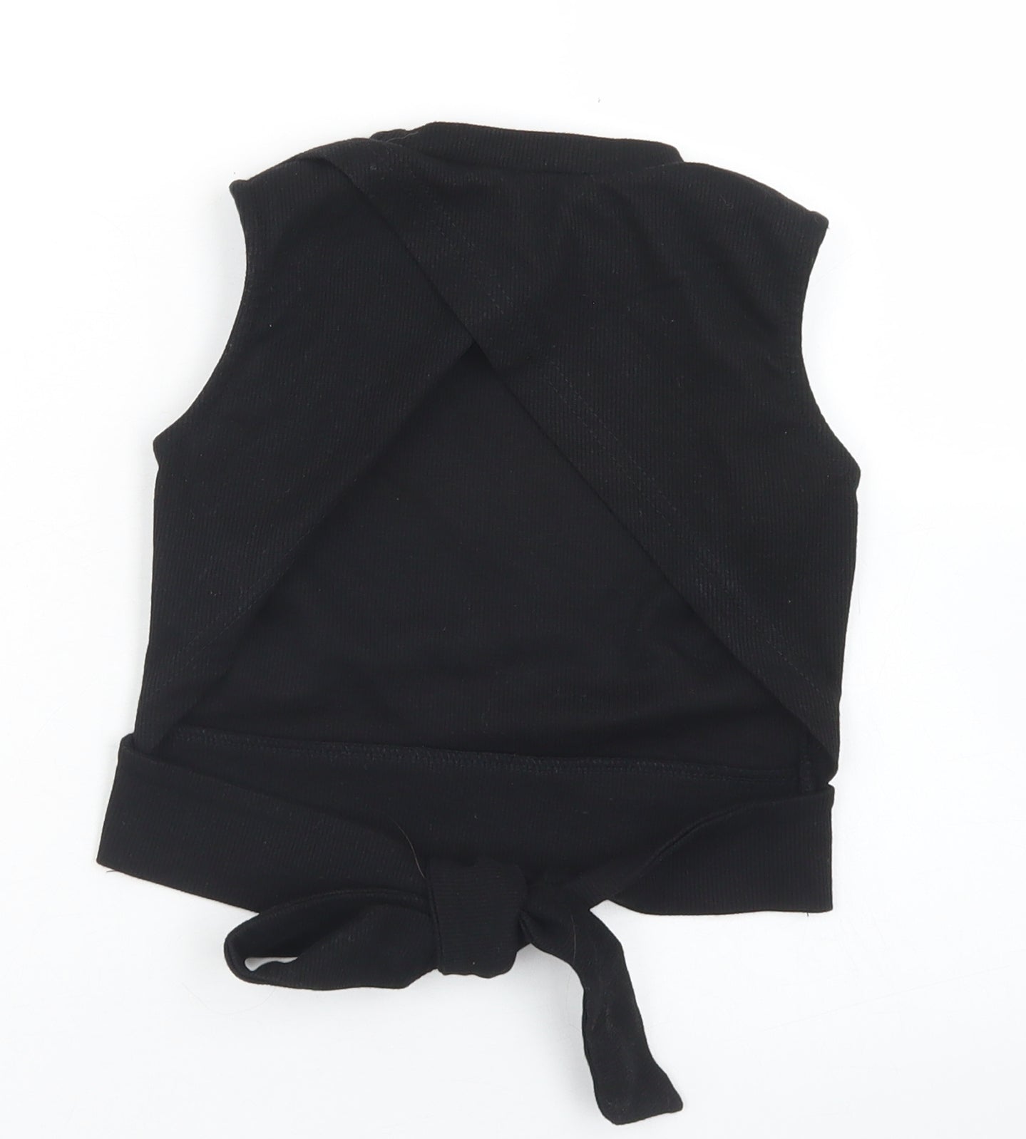 SheIn Womens Black  Cotton Cropped Tank Size S Crew Neck - Open Back