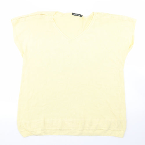 Bonmarche Womens Yellow V-Neck  Viscose Pullover Jumper Size L