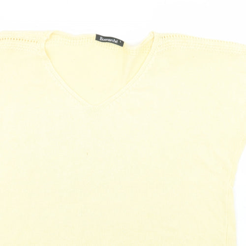 Bonmarche Womens Yellow V-Neck  Viscose Pullover Jumper Size L