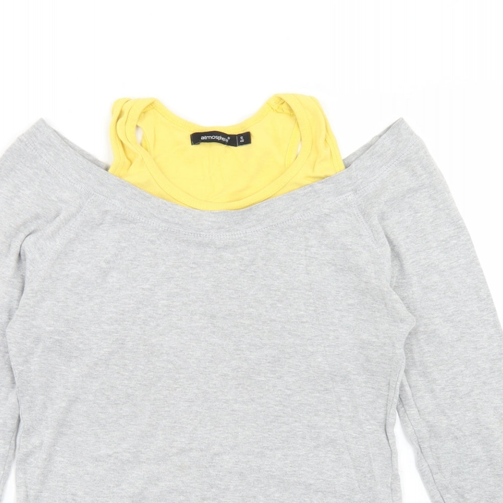 Atmosphere Womens Grey  Polyester Basic T-Shirt Size 12 Round Neck