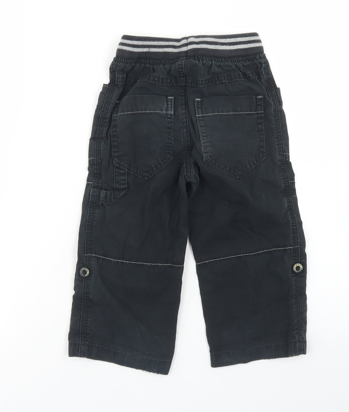 NEXT Boys Black  Cotton Cargo Trousers Size 18-24 Months  Drawstring