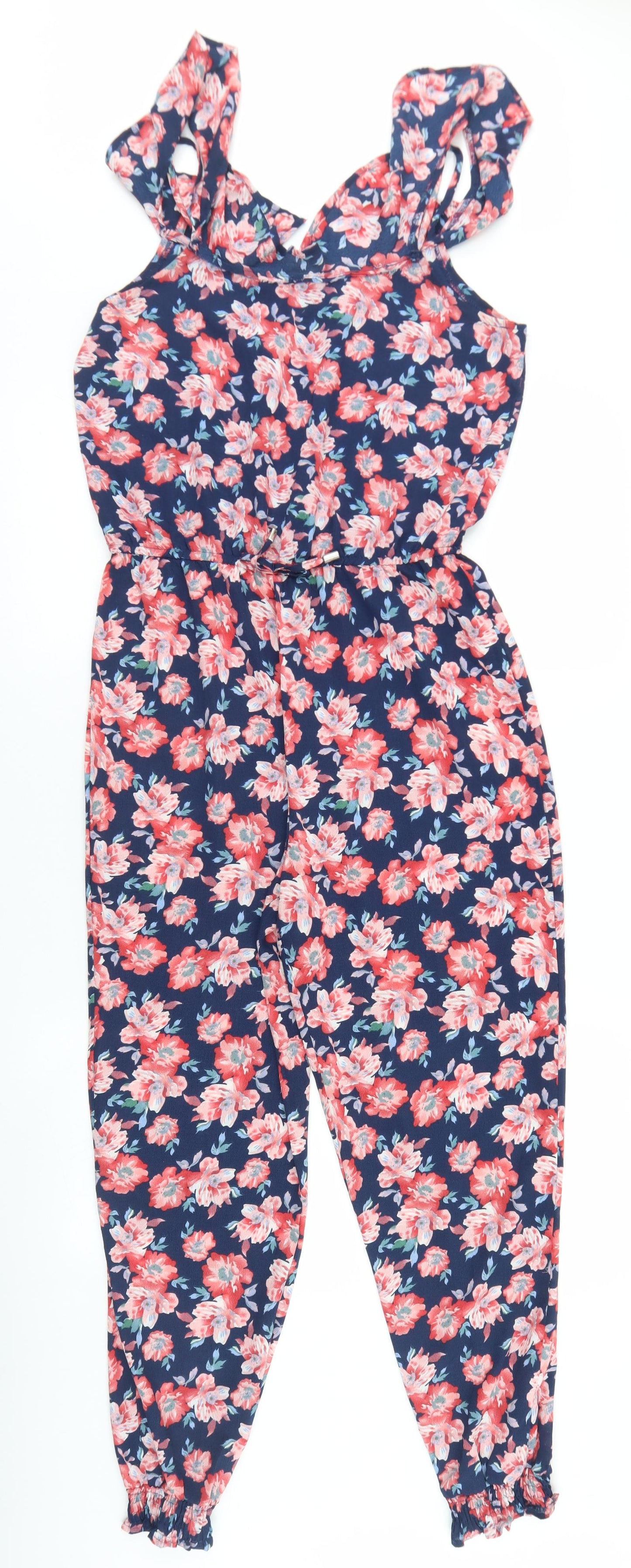 Primark Girls Blue Floral Polyester Jumpsuit One-Piece Size 12-13 Years