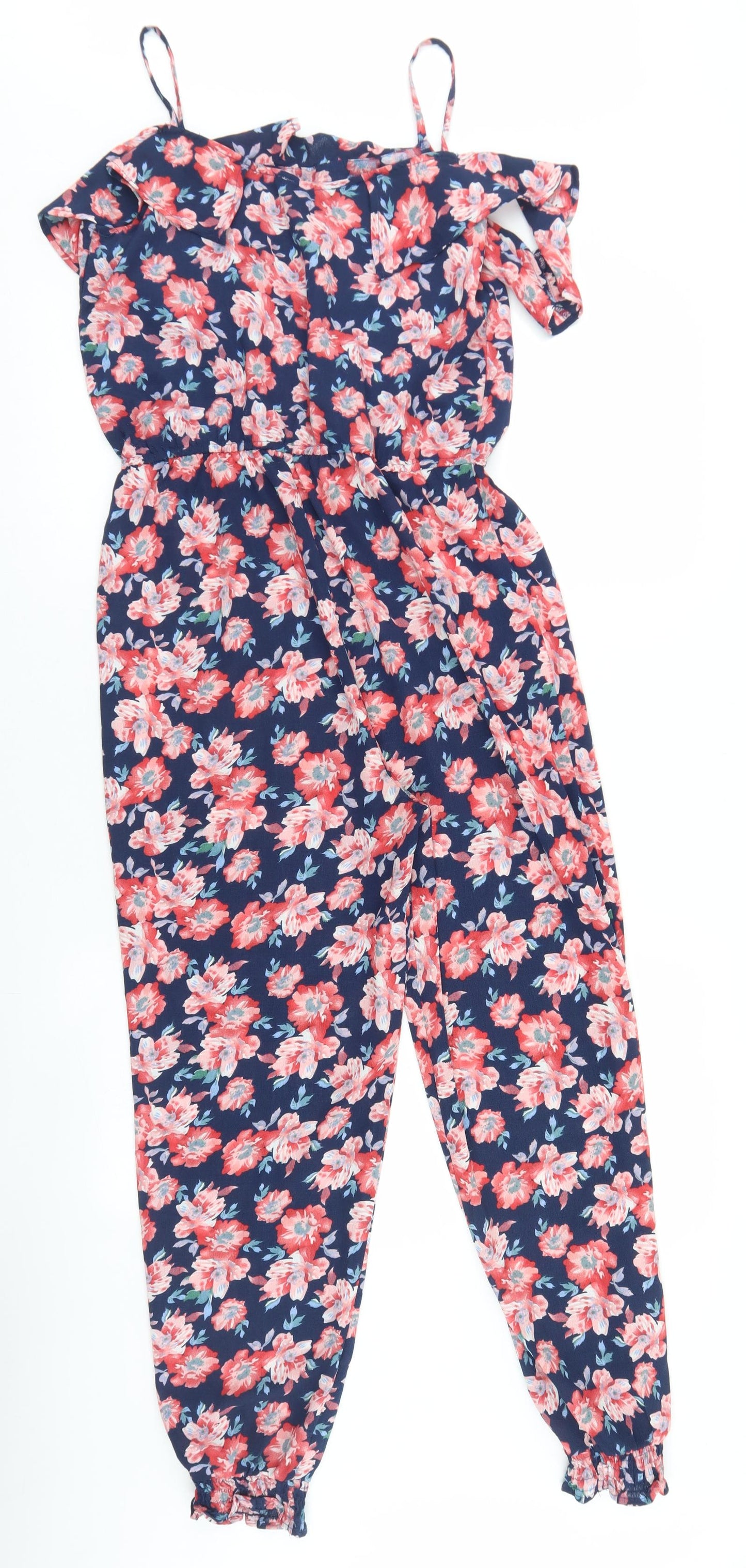Primark Girls Blue Floral Polyester Jumpsuit One-Piece Size 12-13 Years