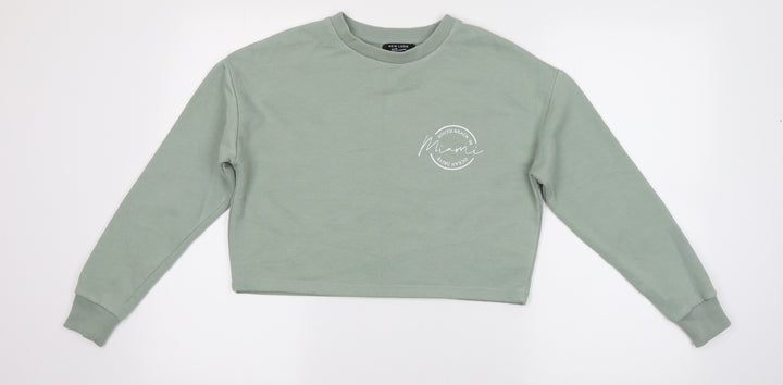 New Look Girls Green Round Neck  Cotton Pullover Jumper Size 10-11 Years   - Miami