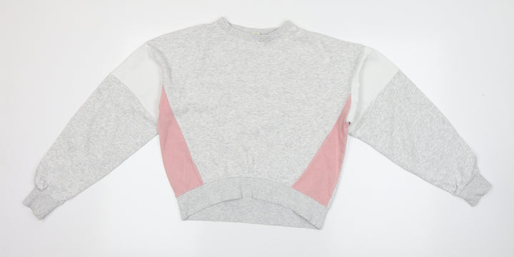 H&M Womens Grey Round Neck  Cotton Pullover Jumper Size 12