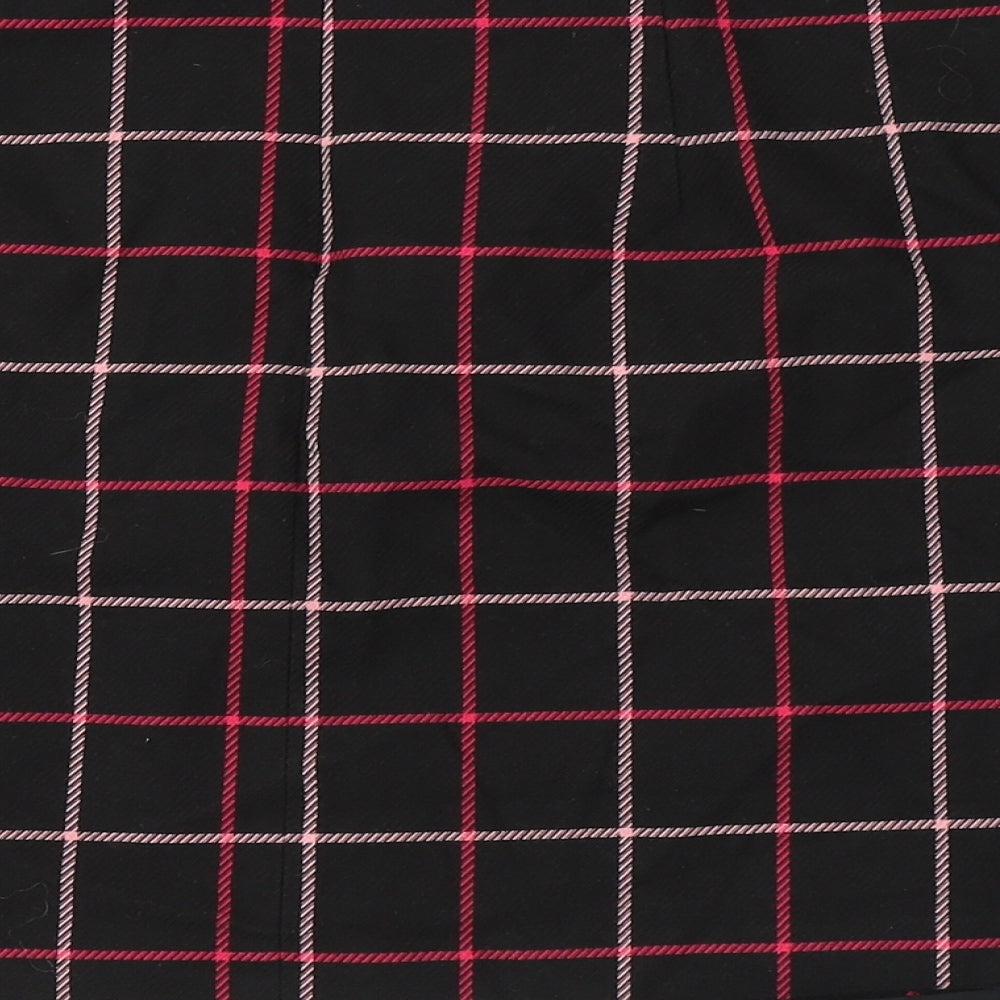 F&F Womens Black Check Polyester A-Line Skirt Size 8   Zip