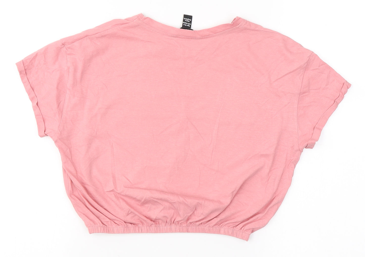 New Look 915 Girls Pink  100% Cotton Basic T-Shirt Size 10-11 Years Round Neck  - Slogan