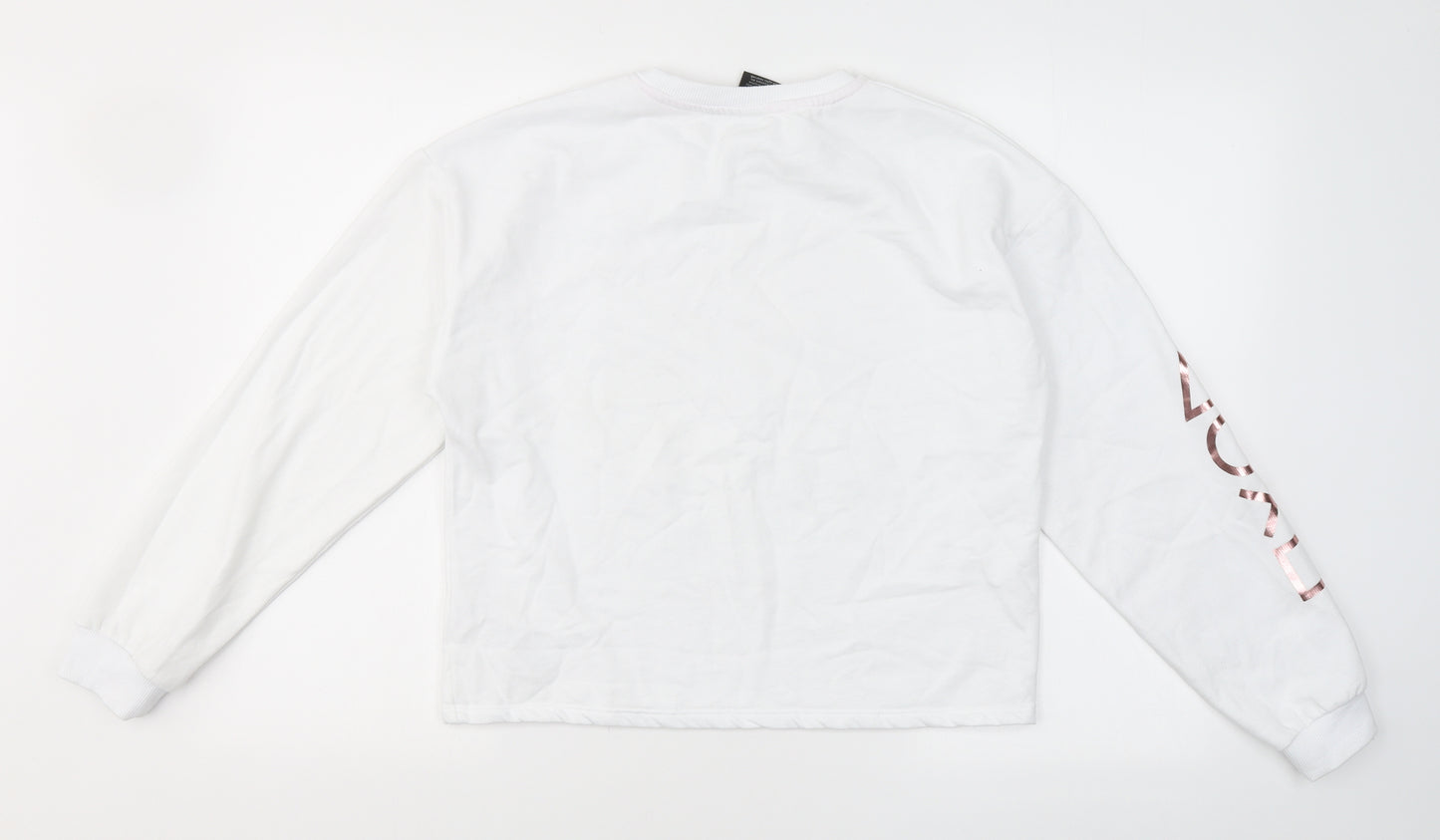 Primark Girls White Round Neck  Cotton Pullover Jumper Size 13-14 Years   - Play Station