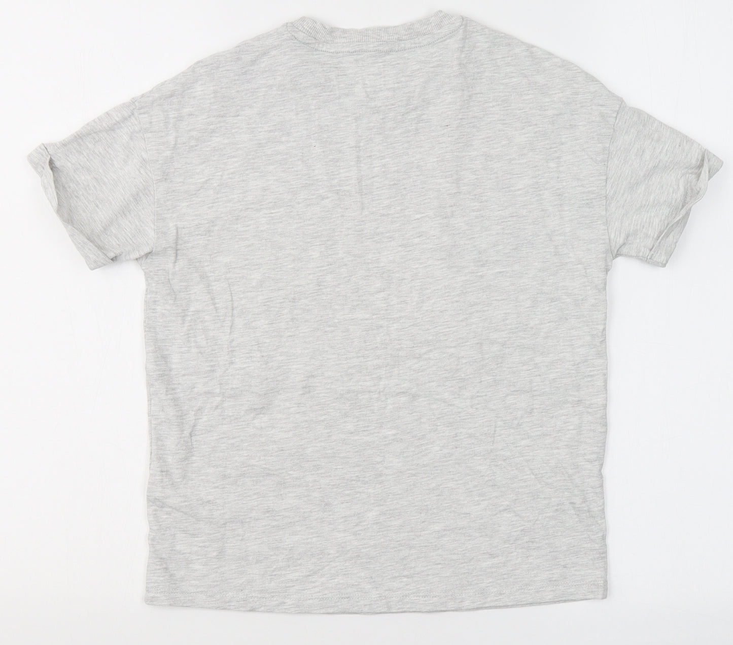 Marks and Spencer Girls Grey  Cotton Basic T-Shirt Size 9-10 Years Round Neck  - Slogan