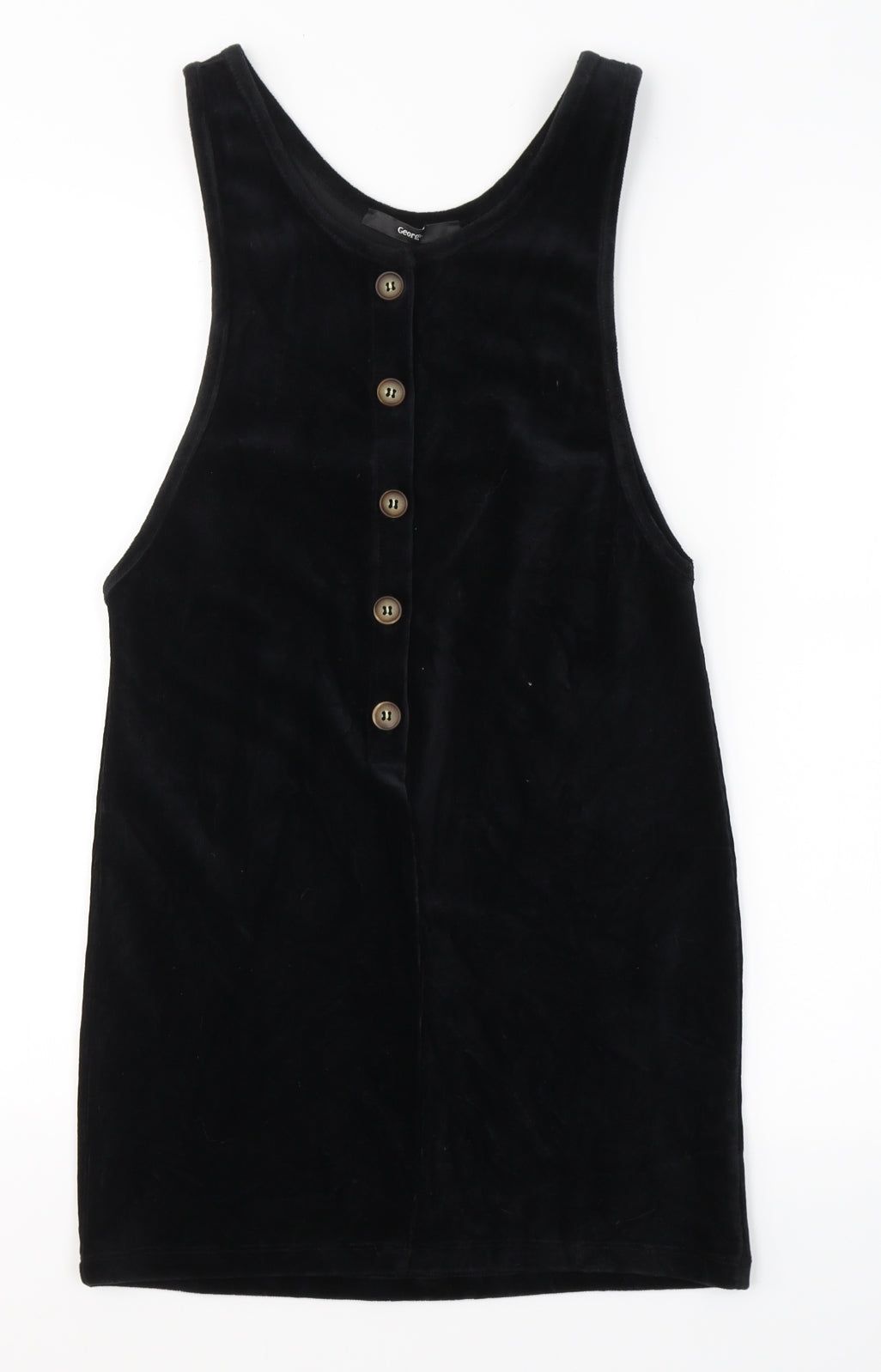 George Girls Black  Cotton Tank Dress  Size 9-10 Years  Round Neck