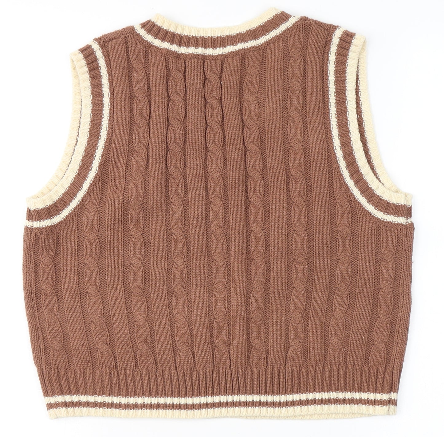 SheIn Womens Brown  Acrylic Basic Tank Size S V-Neck