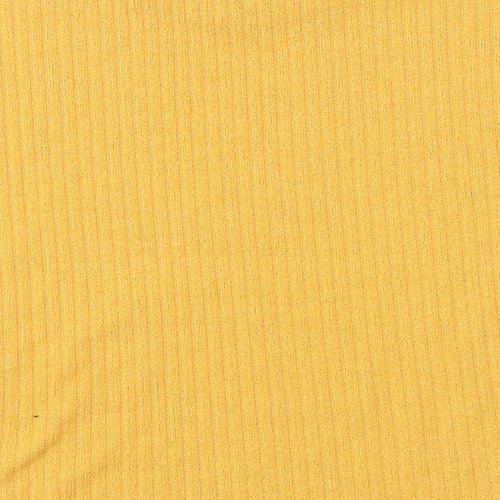 SheIn Womens Yellow  Polyester Cropped T-Shirt Size L Round Neck