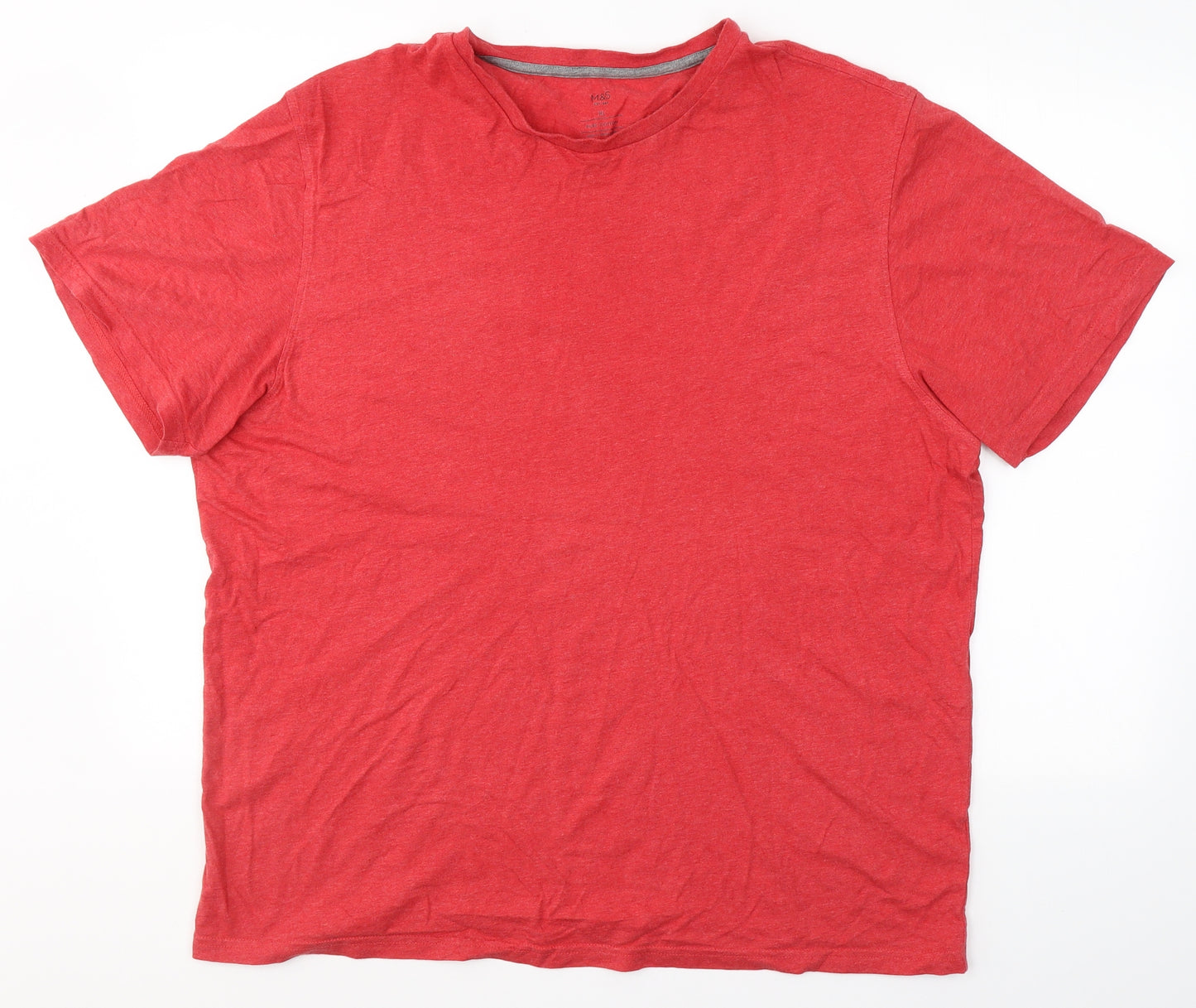 Marks and Spencer Mens Red  Cotton  T-Shirt Size XL Round Neck