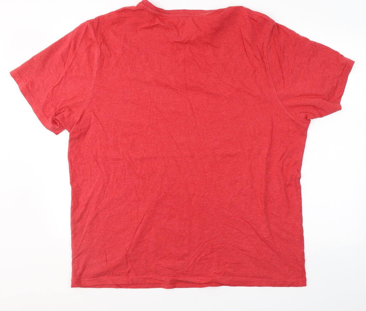 Marks and Spencer Mens Red  Cotton  T-Shirt Size XL Round Neck