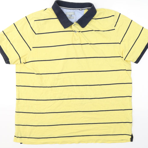 Maddison Mens Yellow Striped Cotton  T-Shirt Size Big 2X Collared