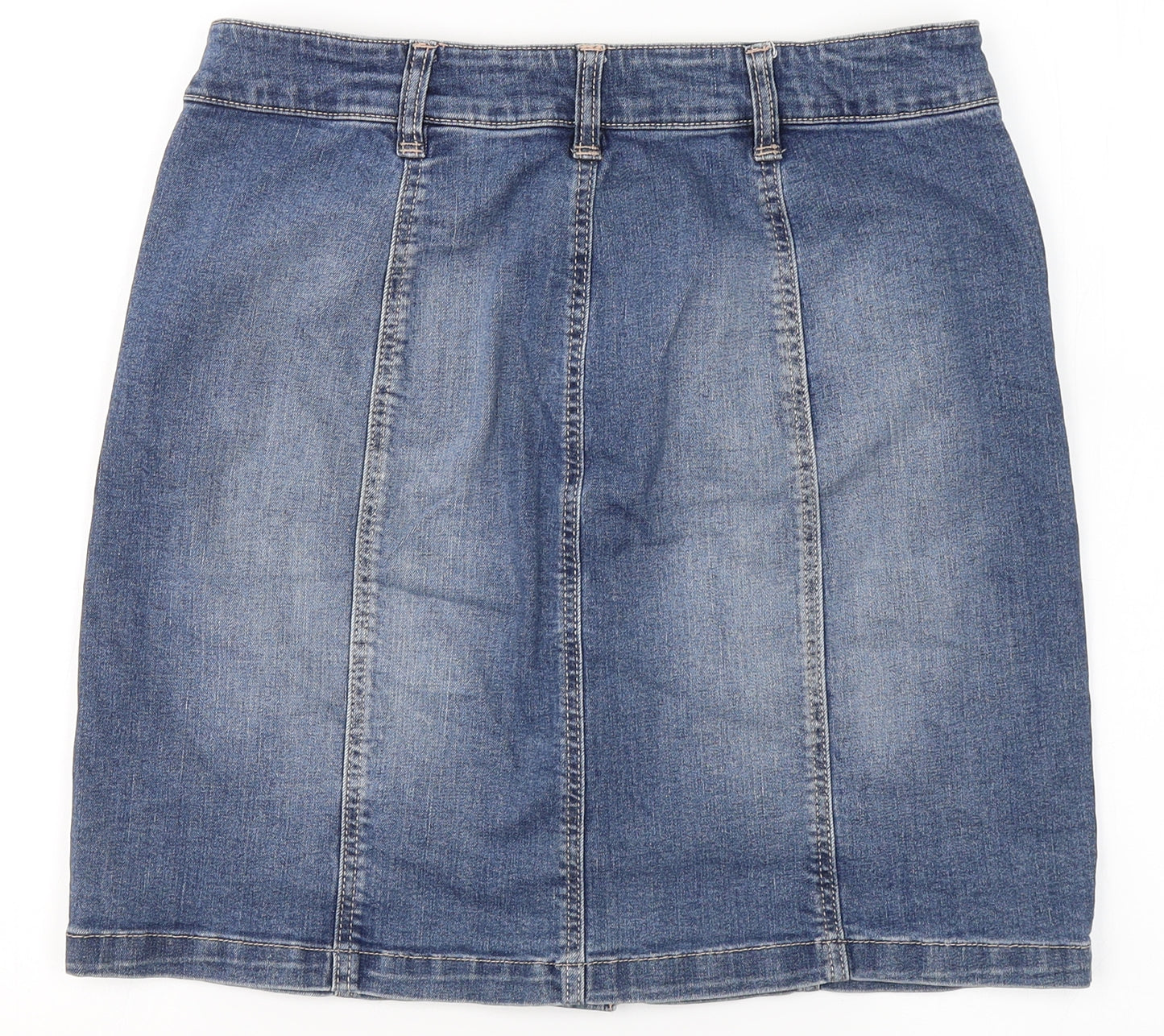NEXT Womens Blue  Cotton Mini Skirt Size 10   Button