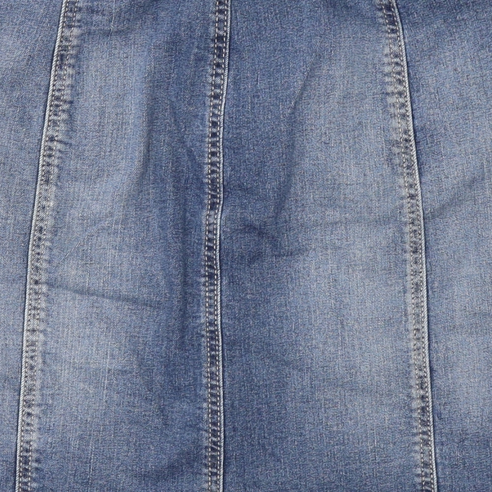 NEXT Womens Blue  Cotton Mini Skirt Size 10   Button