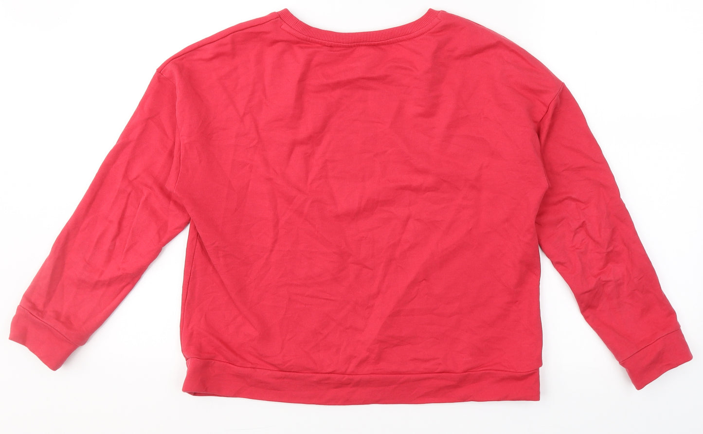NEXT Girls Red Round Neck  Cotton Pullover Jumper Size 11 Years   - Flowers