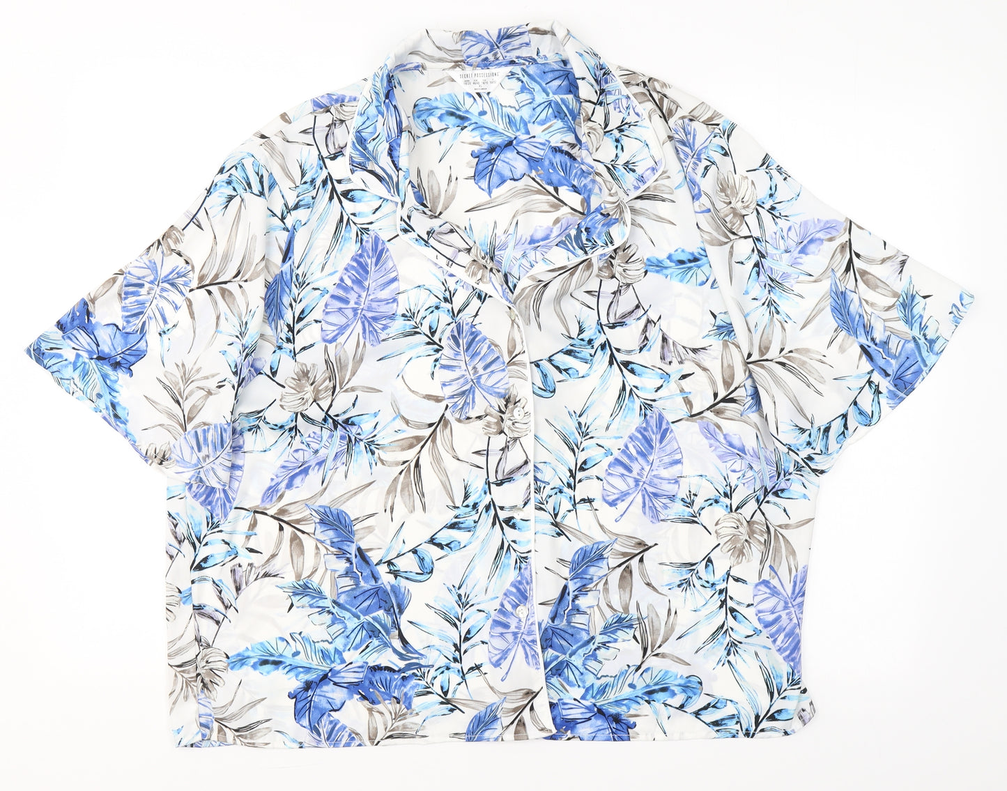 Secret Possesions Womens Multicoloured Floral Polyester Top Pyjama Top Size XL  Button - Leaf print