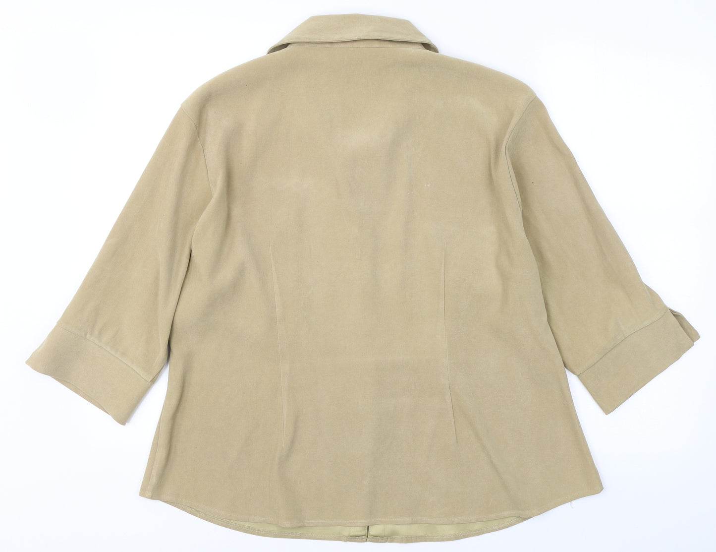 Sara Woman Womens Beige  Polyester Basic Button-Up Size 20 V-Neck