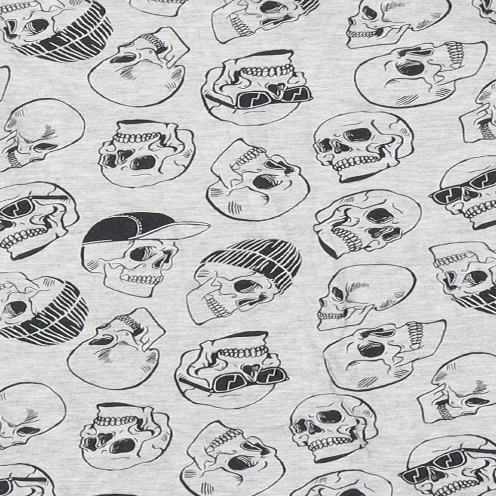 George Boys Grey Round Neck  Cotton Pullover Jumper Size 8-9 Years   - Skulls