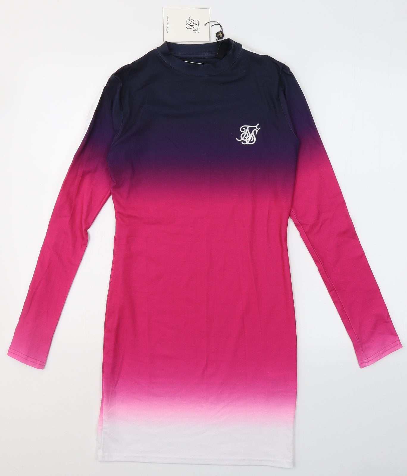 SikSilk Womens Pink Tie Dye Polyester Bodycon  Size 10  Round Neck