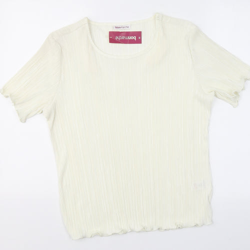 Bonmarché Womens Ivory  Polyester Basic Blouse Size M Round Neck
