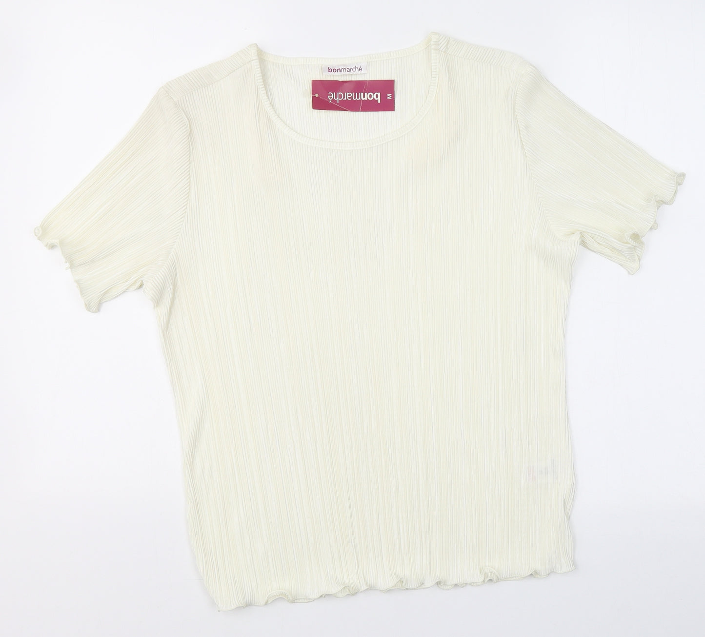 Bonmarché Womens Ivory  Polyester Basic Blouse Size M Round Neck